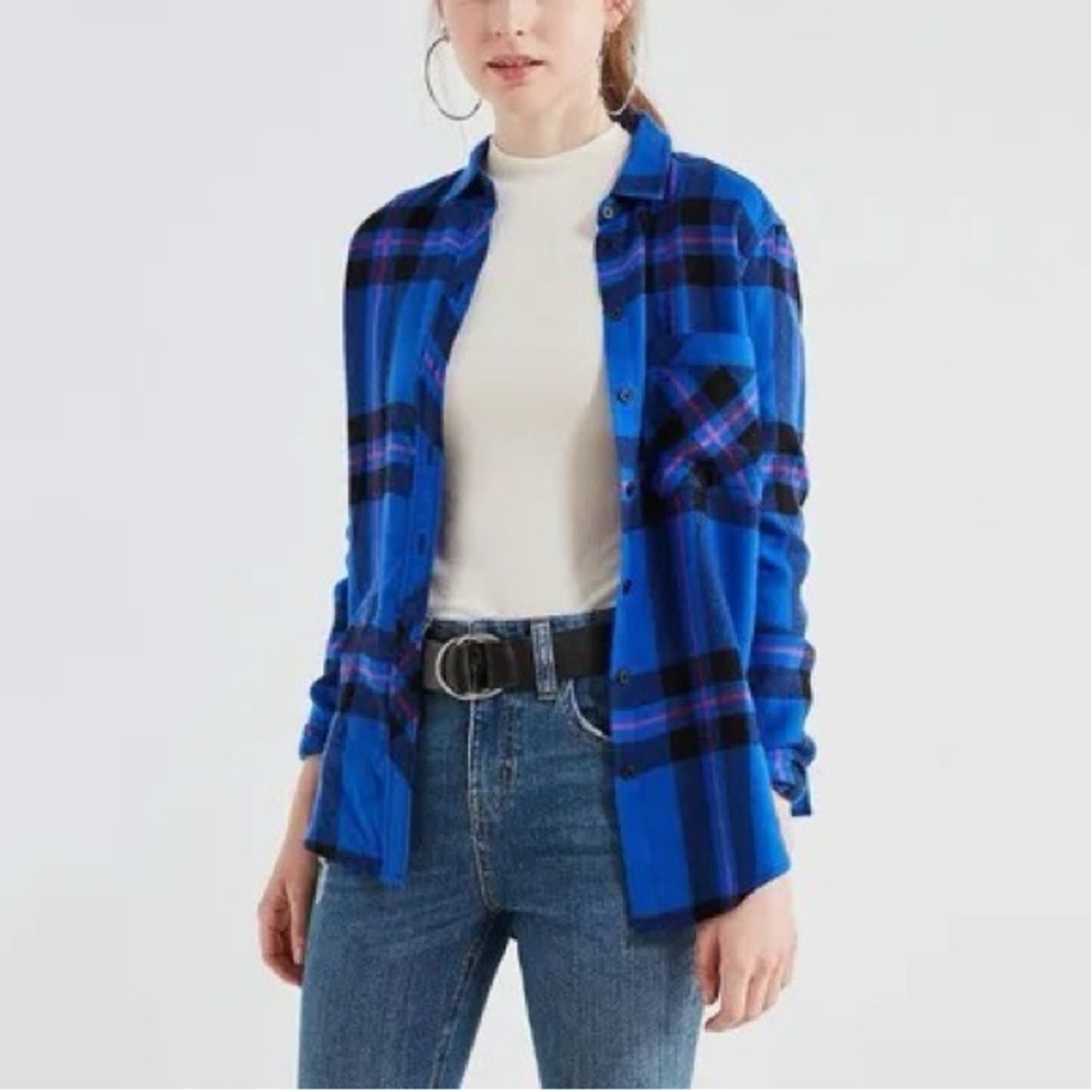 BDG Vibrant Blue Plaid Button Down Shirt (Women’s XS)